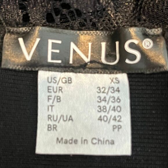 Venus‎ Black Chantilly Lace Black Bandage VNeck Dress Ruffle Hem - Picture 6 of 9